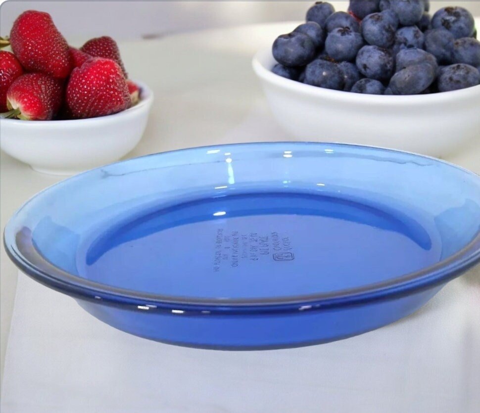 Anchor Hocking Cobalt Blue Round Pie Dish .75 Quart 9" Plate Cobalt Ovenware USA ~ Oven/Microwave Safe - Timeless Treasures Emporium1