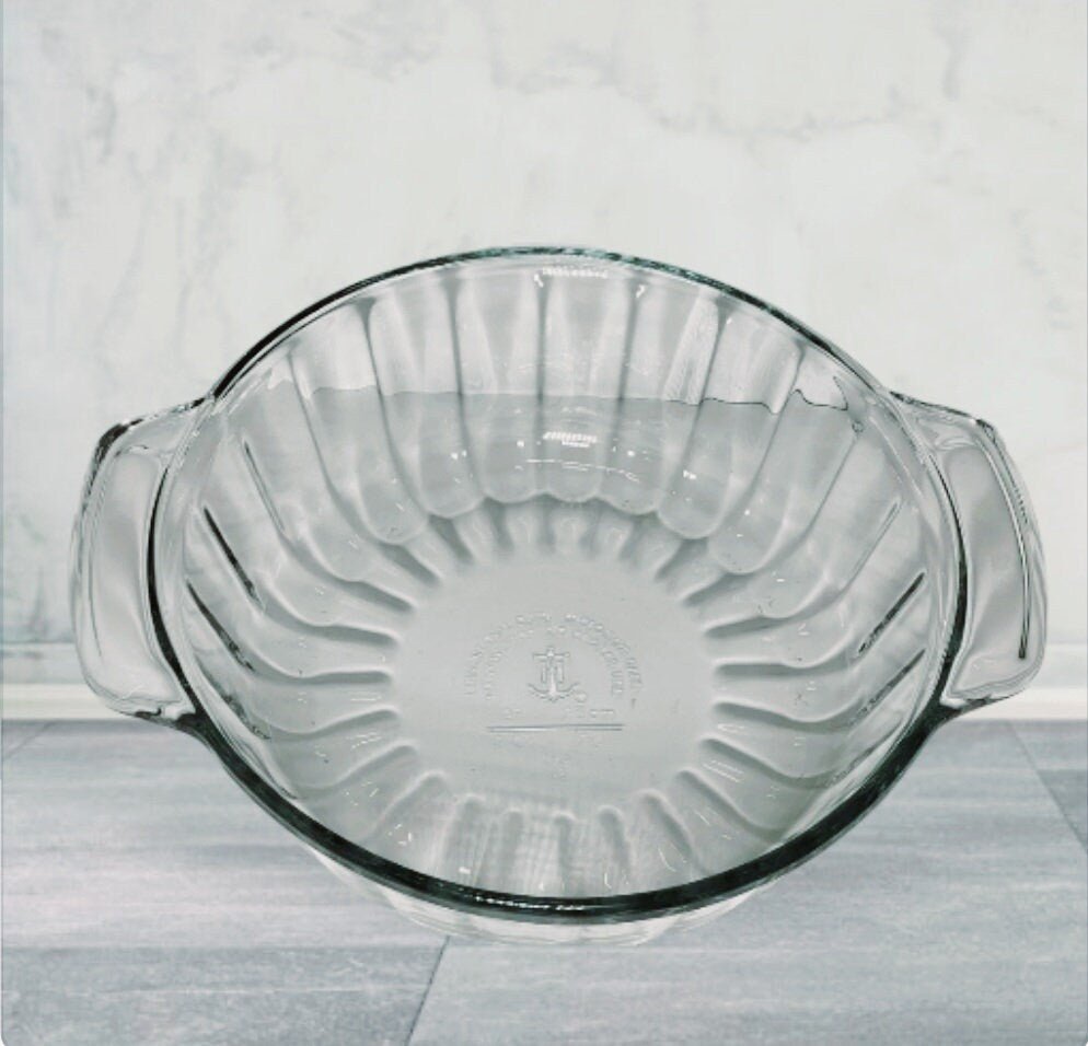 Anchor Hocking Ribbed Clear Glass Casserole Dish 2 Quart 9.5" | Oven Safe Kitchen Decor | Housewarming Gift - Timeless Treasures Emporium1