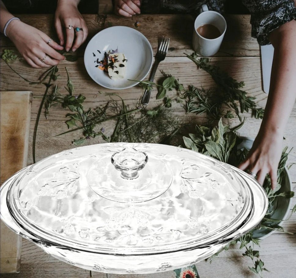 Anchor Hocking Savannah Oval Glass Casserole Dish 2 Quart 13" With Lid | Oven Safe Kitchen Decor | Housewarming Gift - Timeless Treasures Emporium1