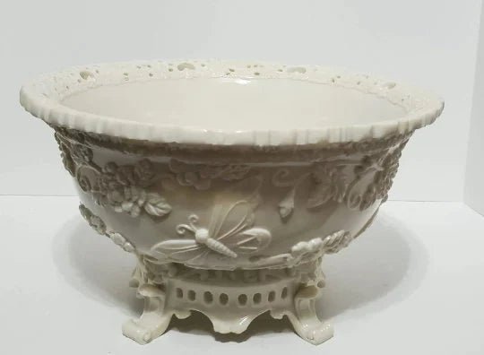 Antique Carved Pure Ivory Footed Fruit Bowl | Water Basin ~ 13.75" Christmas Tableware ~ 19th Century ~ from India - Timeless Treasures Emporium1
