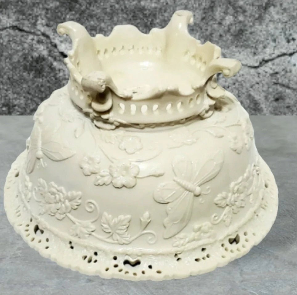 Antique Carved Pure Ivory Footed Fruit Bowl | Water Basin ~ 13.75" Christmas Tableware ~ 19th Century ~ from India - Timeless Treasures Emporium1