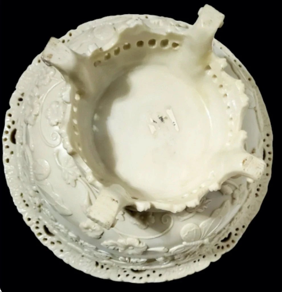 Antique Carved Pure Ivory Footed Fruit Bowl | Water Basin ~ 13.75" Christmas Tableware ~ 19th Century ~ from India - Timeless Treasures Emporium1