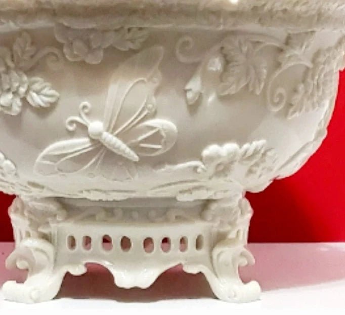 Antique Carved Pure Ivory Footed Fruit Bowl | Water Basin ~ 13.75" Christmas Tableware ~ 19th Century ~ from India - Timeless Treasures Emporium1