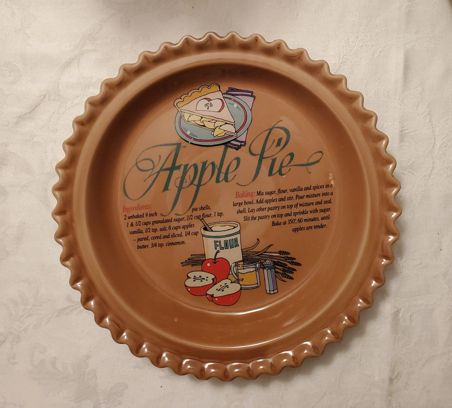Apple Pie Recipe Dish 10.65" Brown by Universal Trumps Corp - Timeless Treasures Emporium1