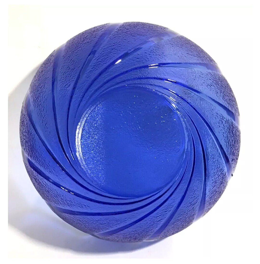 Arcoroc Cobalt Swirl Bowl Console or Centerpiece Scalloped Edge Textured Glass - Timeless Treasures Emporium1