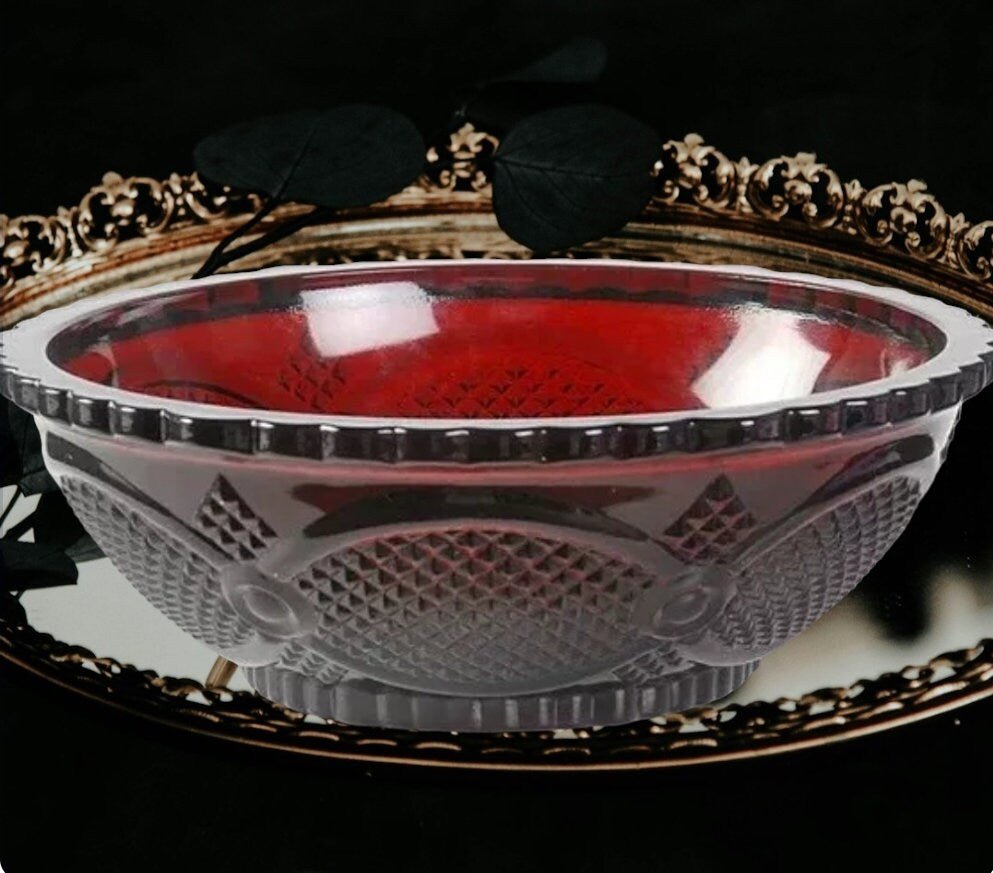 Avon Ruby Red - The 1886 Cape Cod Collection - Glass Serving Bowl; Centennial Edition (Retired) ~ 8.75" - Timeless Treasures Emporium1