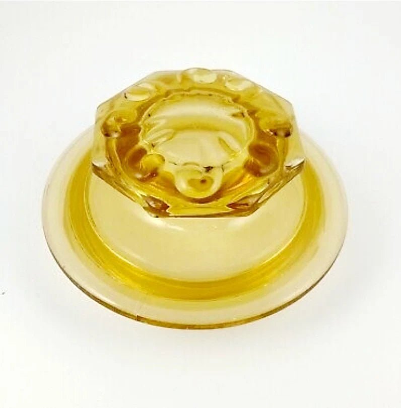 Beautiful L.E. Smith Atterbury Amber Depression Scroll Glass Retro Kitchen Canister Canister - Timeless Treasures Emporium1