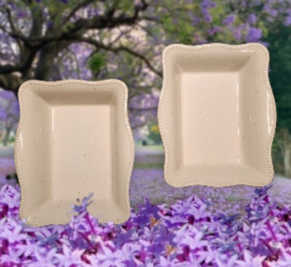Bico Brand Scalloped Edge Stoneware Bakers Casserole Bakeware Serving Dishes ~ Set of Two - Timeless Treasures Emporium1
