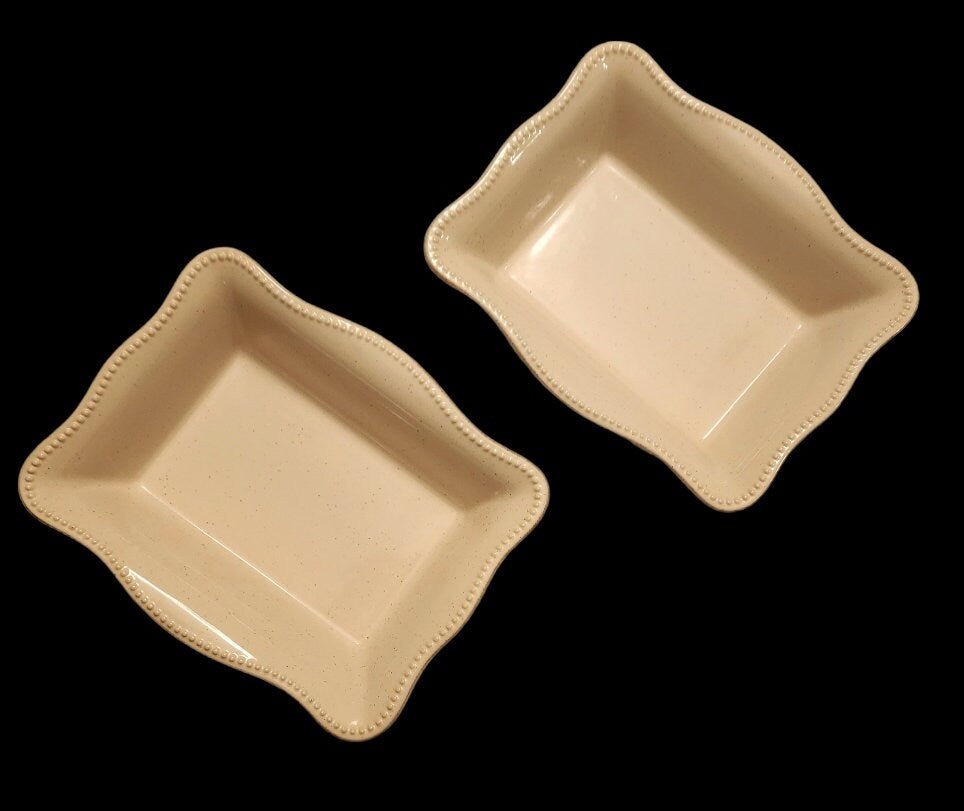 Bico Brand Scalloped Edge Stoneware Bakers Casserole Bakeware Serving Dishes ~ Set of Two - Timeless Treasures Emporium1