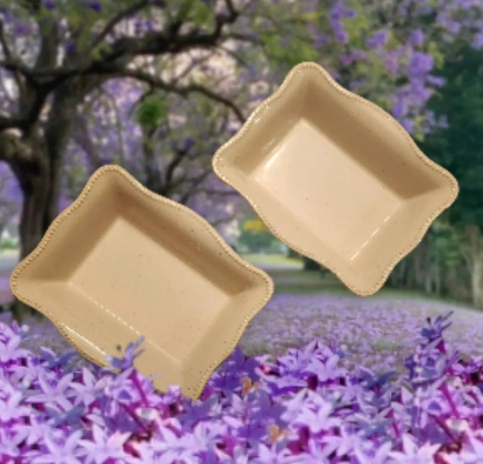 Bico Brand Scalloped Edge Stoneware Bakers Casserole Bakeware Serving Dishes ~ Set of Two - Timeless Treasures Emporium1
