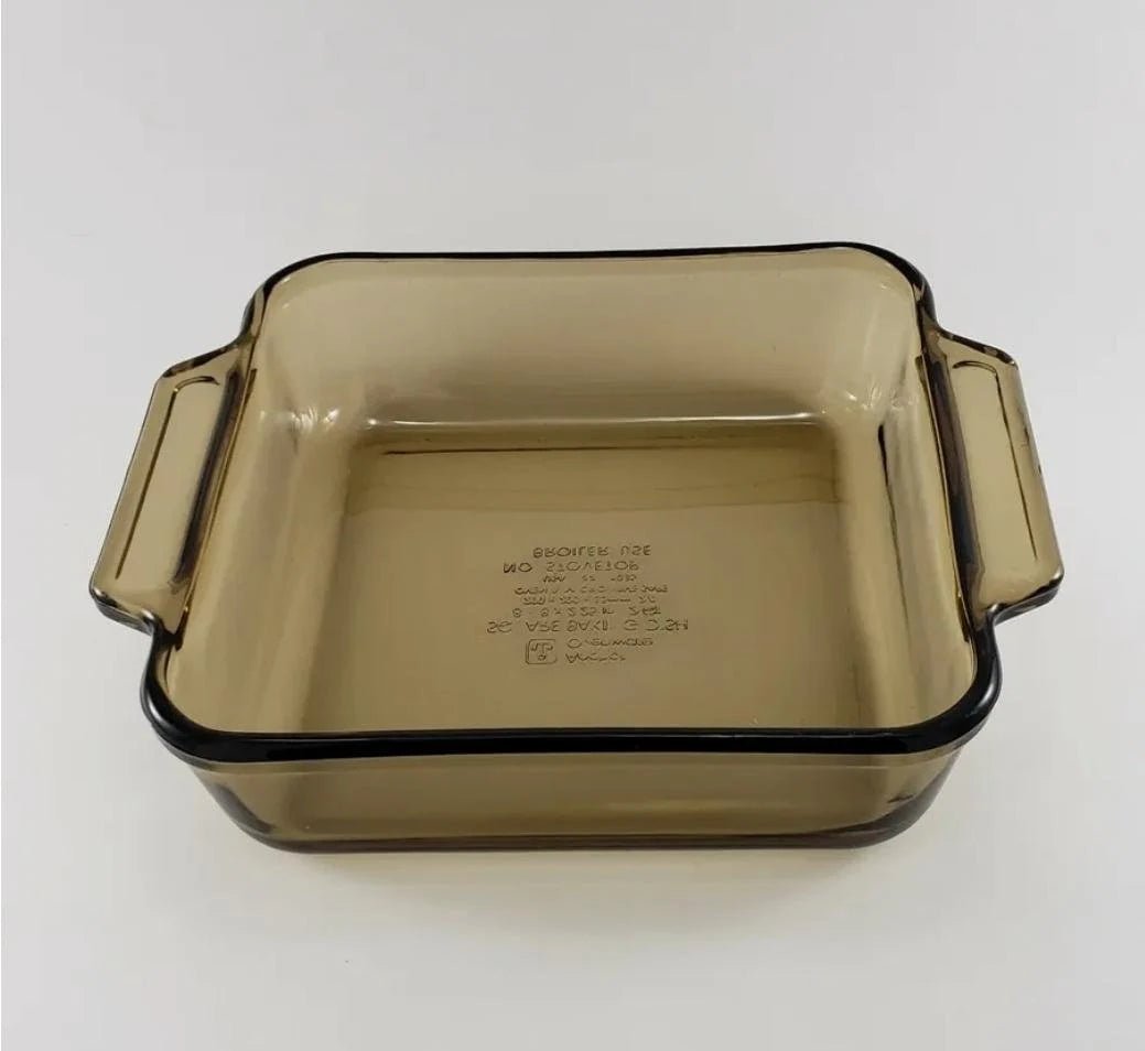 Brown/Amber Glass 8 x 8 Square Anchor Hocking CASSEROLE/BAKING Dish (Lasagna / Cake Pan) Cranberry, 2 - Qt, 8" x 8" x 2" Made In USA - Timeless Treasures Emporium1
