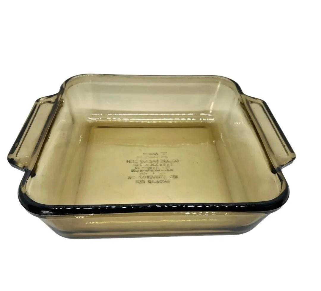 Brown/Amber Glass 8 x 8 Square Anchor Hocking CASSEROLE/BAKING Dish (Lasagna / Cake Pan) Cranberry, 2 - Qt, 8" x 8" x 2" Made In USA - Timeless Treasures Emporium1