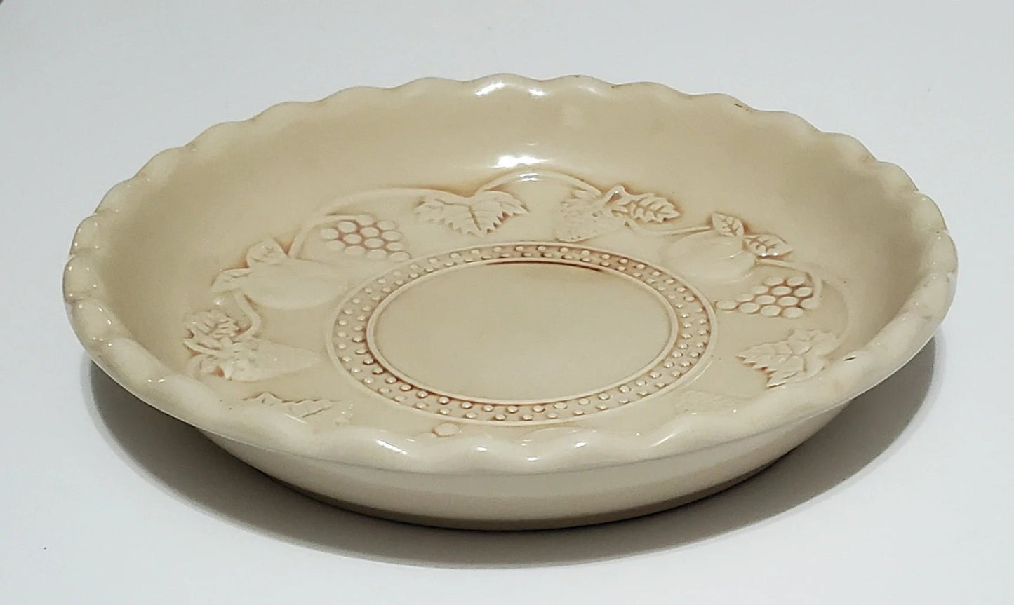 Ceramic Dessert Apple Pie Pan Strawberry Pie Plate Deep Pie Pan Serving Fruit Pattern Pan Scalloped Edge Stoneware ~ 11" x 2" Holidays - Timeless Treasures Emporium1