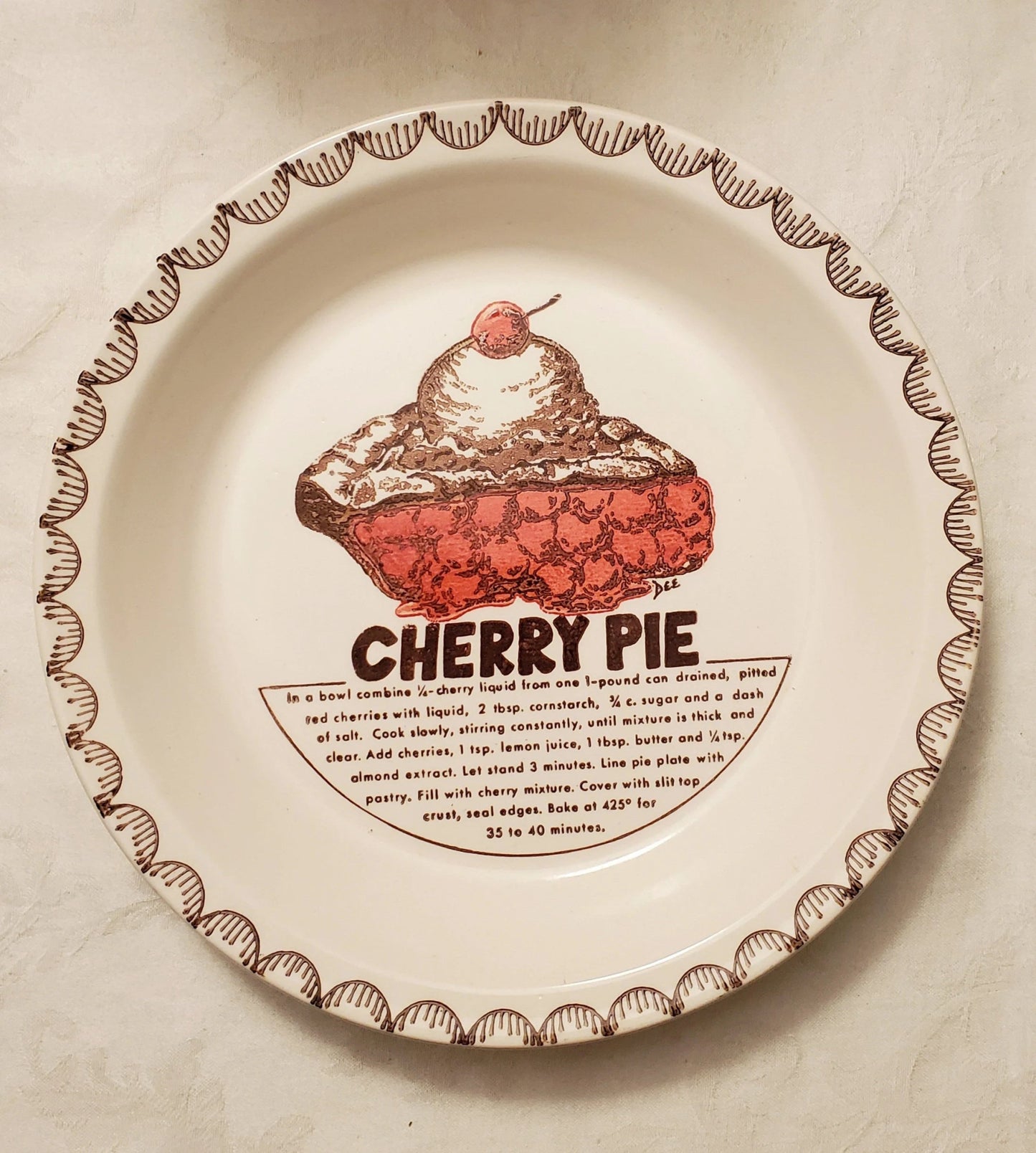 Cherry Pie Recipe Pie Dish, 10.5" - Timeless Treasures Emporium1