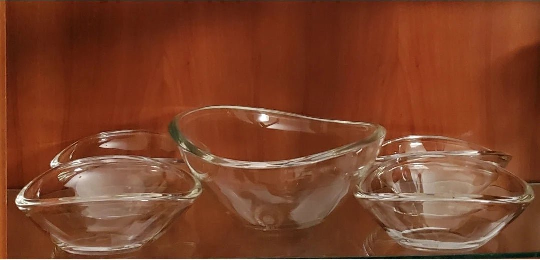 Clear Thick Sloping Glass 5 - Piece Salad Bowl Set - Timeless Treasures Emporium1