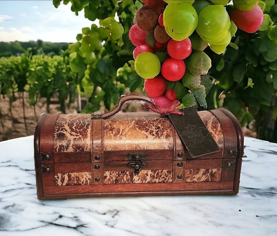 Decorative Distressed/Rustic Old World Wooden Treasure Chest Wine Box - Timeless Treasures Emporium1