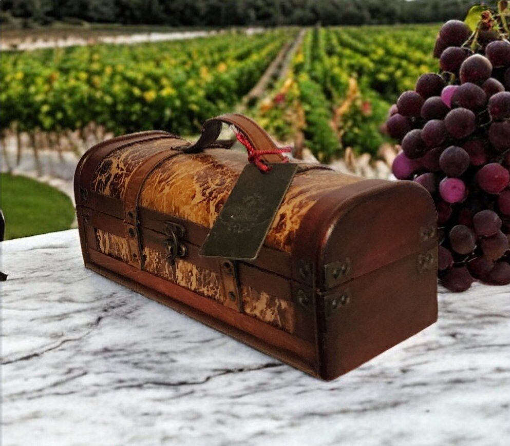 Decorative Distressed/Rustic Old World Wooden Treasure Chest Wine Box - Timeless Treasures Emporium1