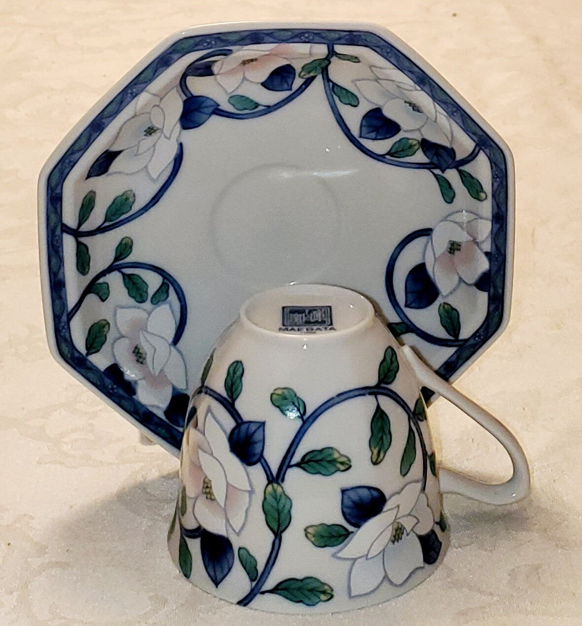 Porcelain Cup & Saucer Set of Four (4) by Maebata: RARE