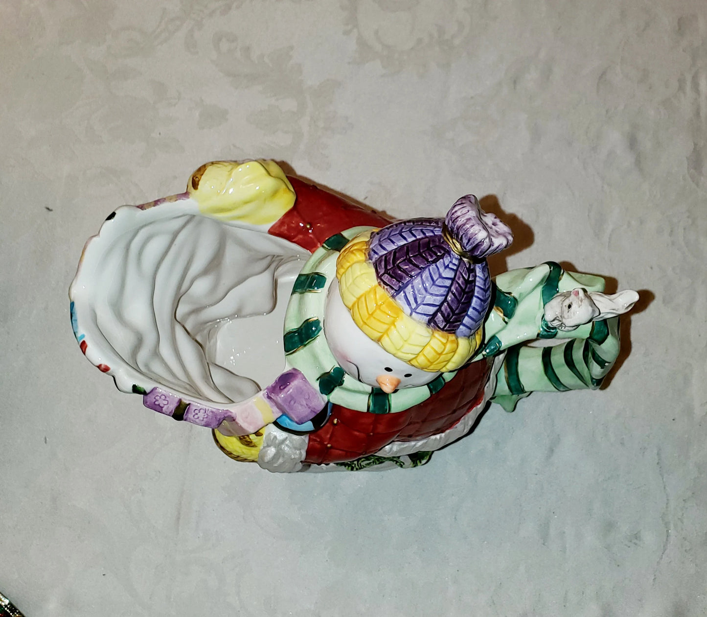 Picture the Winter Wonderland All Season Long with Vintage Snowman Pitcher 9.5"