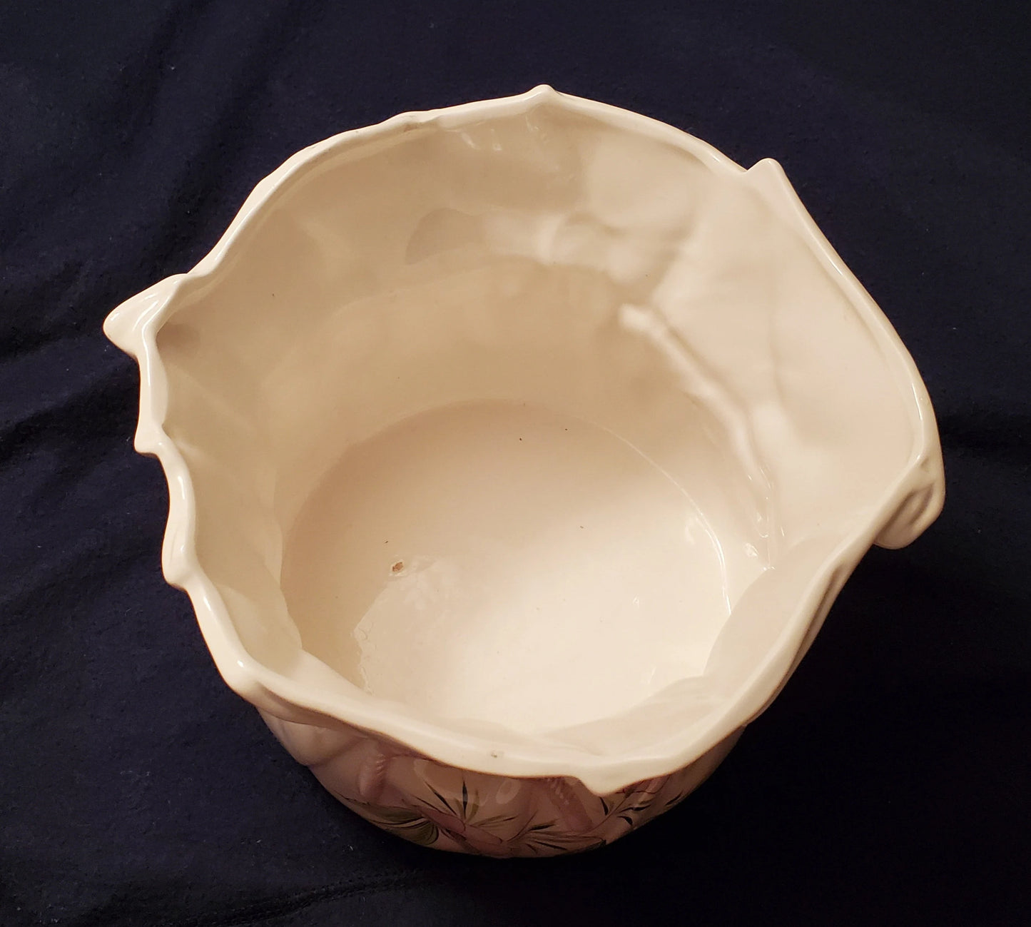 Ceramic Paper Bag Planter White with Pink and Green Artwork - Timeless Treasures Emporium1