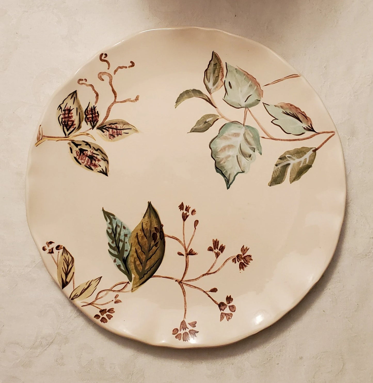 Green Tea Botanical Nature Dinner Plate by Home Trends (Preowned) 10.75" - Timeless Treasures Emporium1