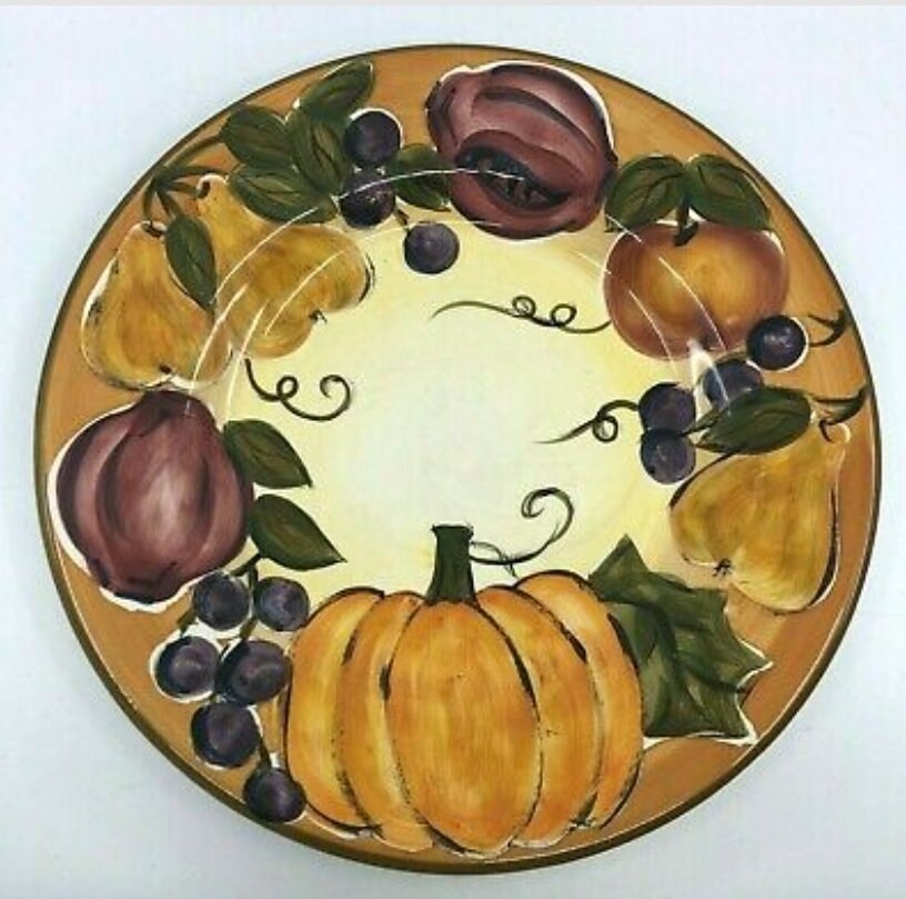 Hand Painted Harvest Dinner Plate 11" by Tabletops Unlimited - Timeless Treasures Emporium1