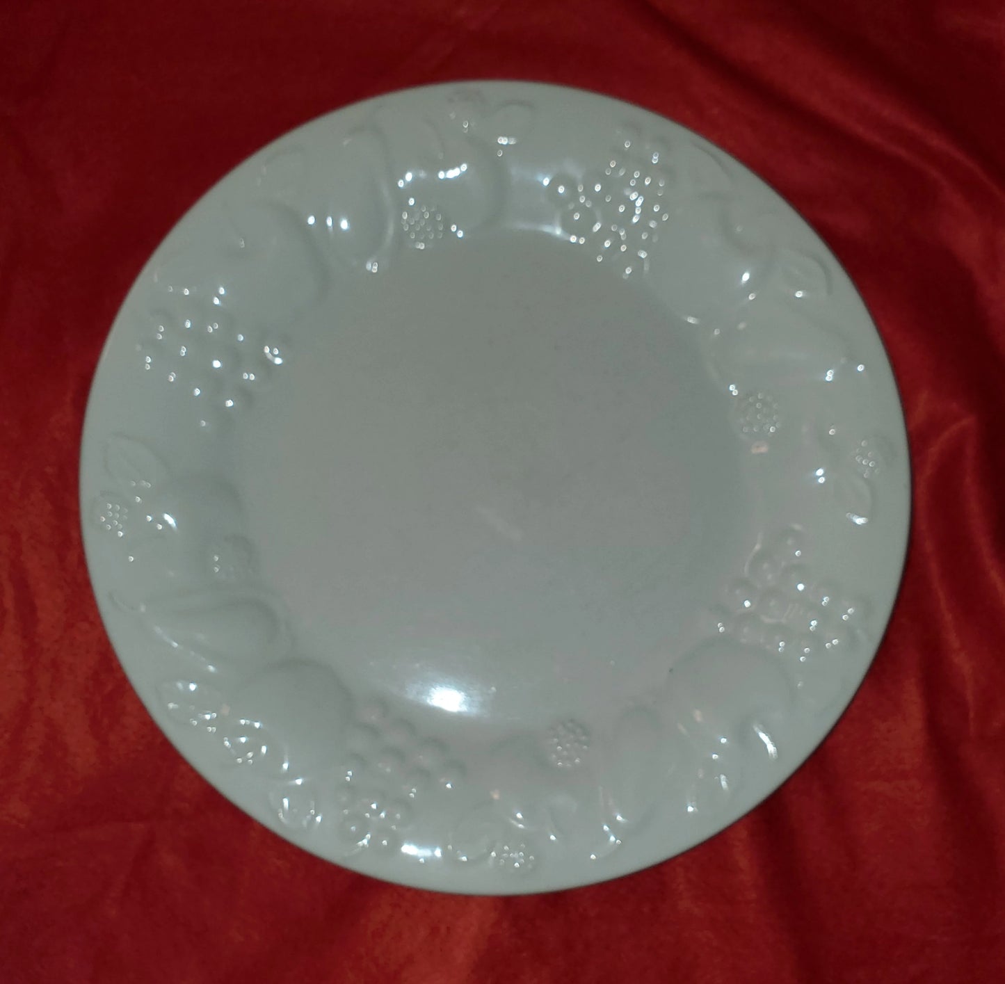 Set of Two (2) Libbey's White Embossed Fruit 10 5/8"