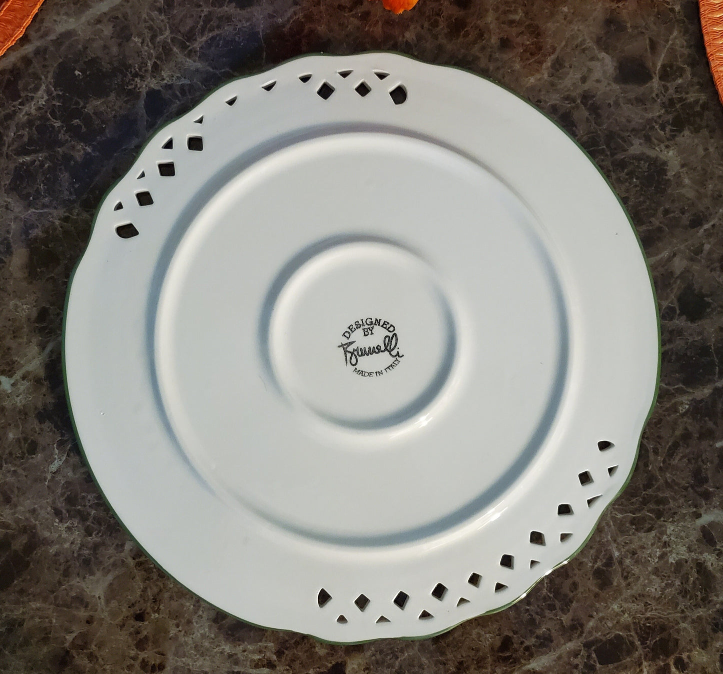 Lattice Pierced Round Peach Fruit Serving Dish (Platter) 12 3/4" by Brunelli (Italy) - Timeless Treasures Emporium1