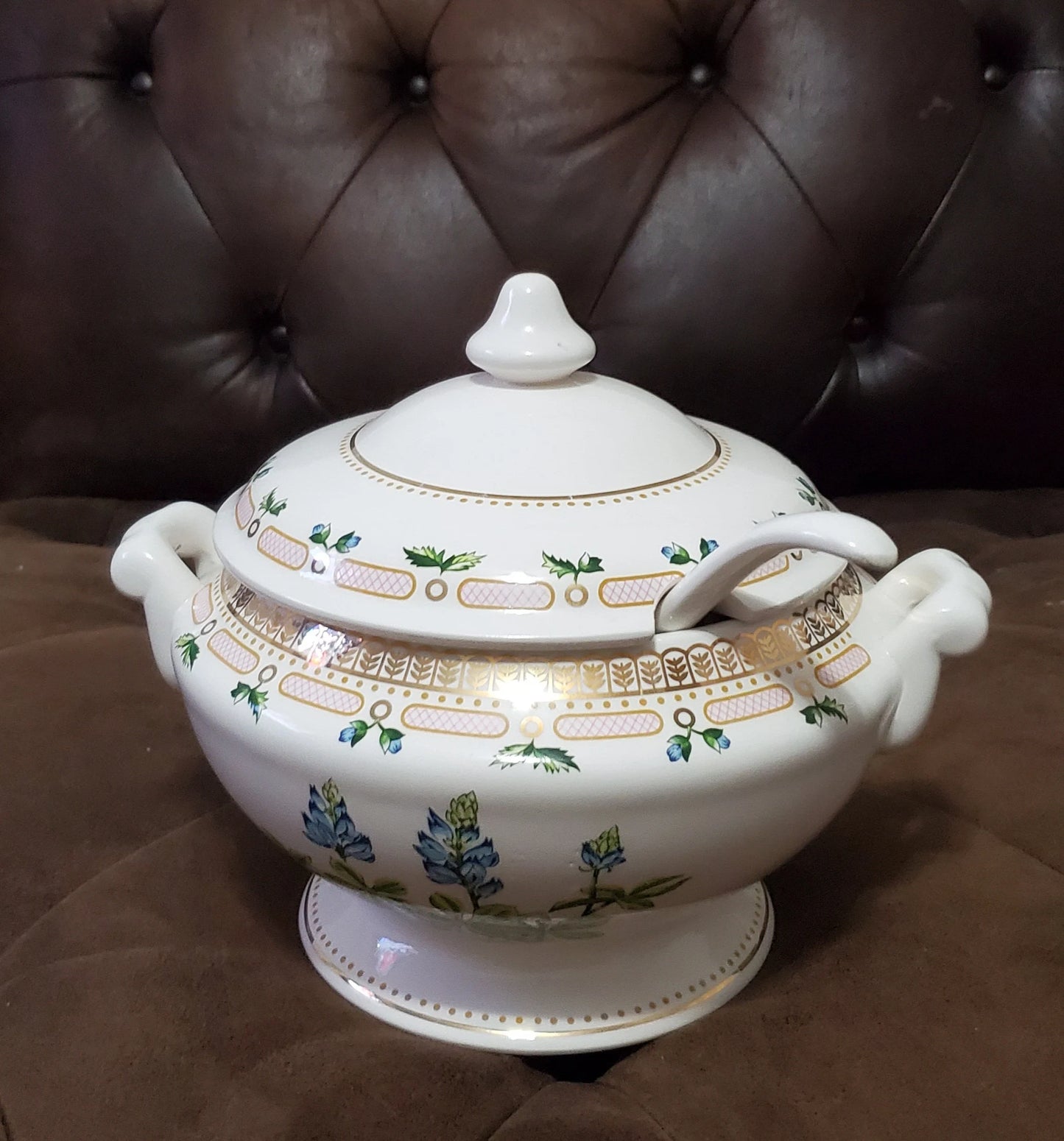Three Piece Tureen & Lid w/Ladle Hand-Painted Floral Potpourri - Mid-Century by BRIARD, GEORGES - Timeless Treasures Emporium1