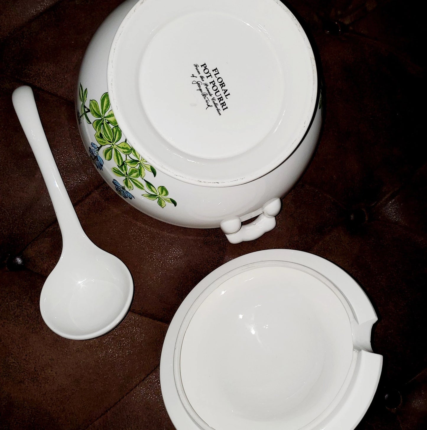 Three Piece Tureen & Lid w/Ladle Hand-Painted Floral Potpourri - Mid-Century by BRIARD, GEORGES - Timeless Treasures Emporium1