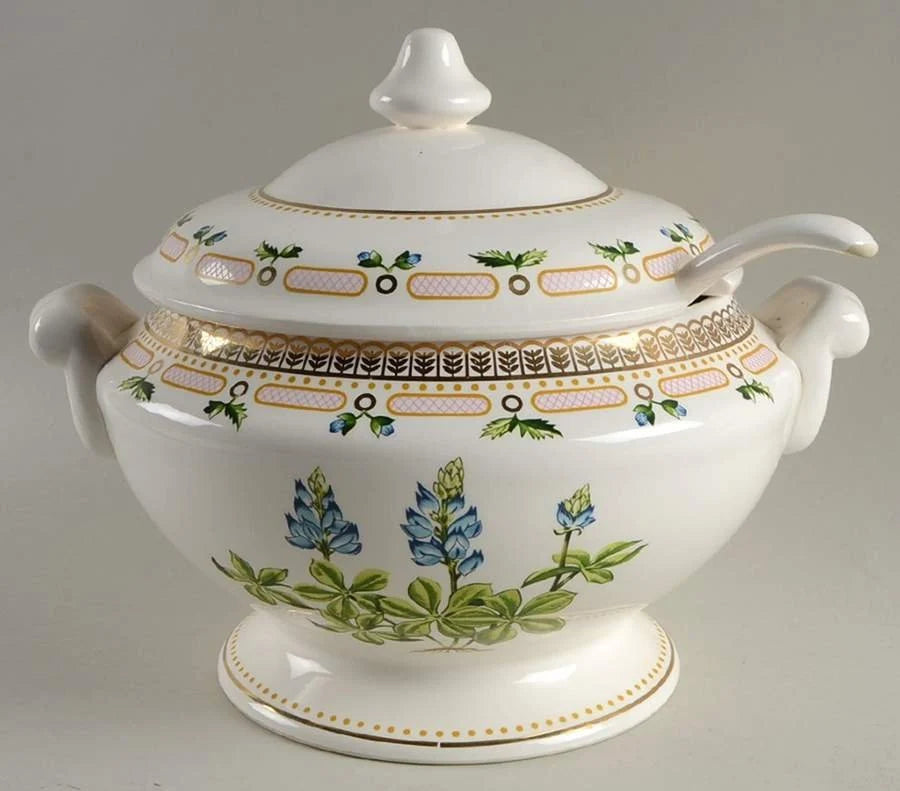Three Piece Tureen & Lid w/Ladle Hand-Painted Floral Potpourri - Mid-Century by BRIARD, GEORGES - Timeless Treasures Emporium1