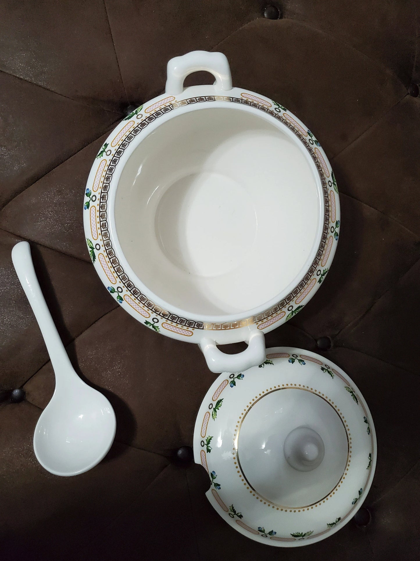 Three Piece Tureen & Lid w/Ladle Hand-Painted Floral Potpourri - Mid-Century by BRIARD, GEORGES - Timeless Treasures Emporium1