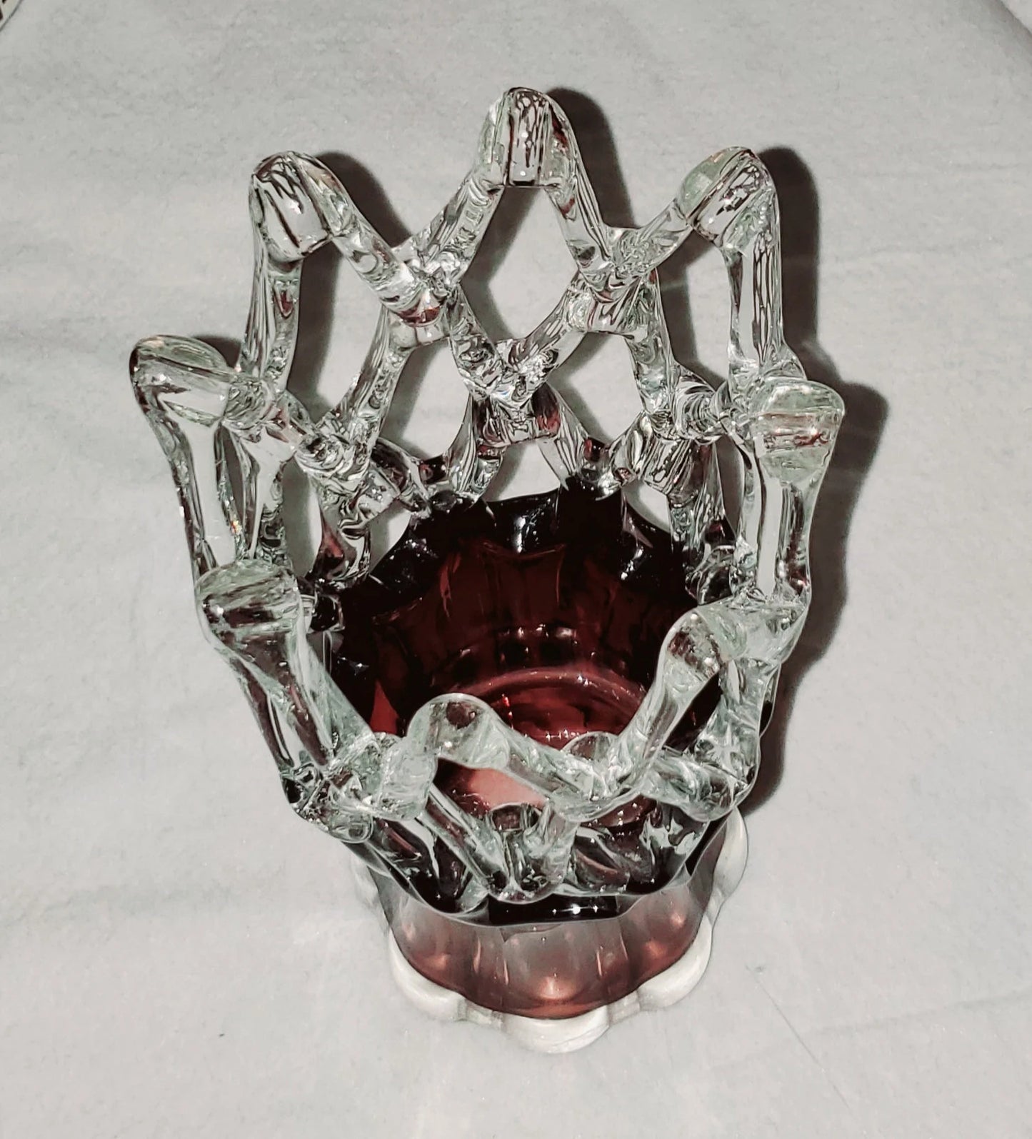 Unique Handmade Braided Amethyst/Purple Glass Vase, 12.75"