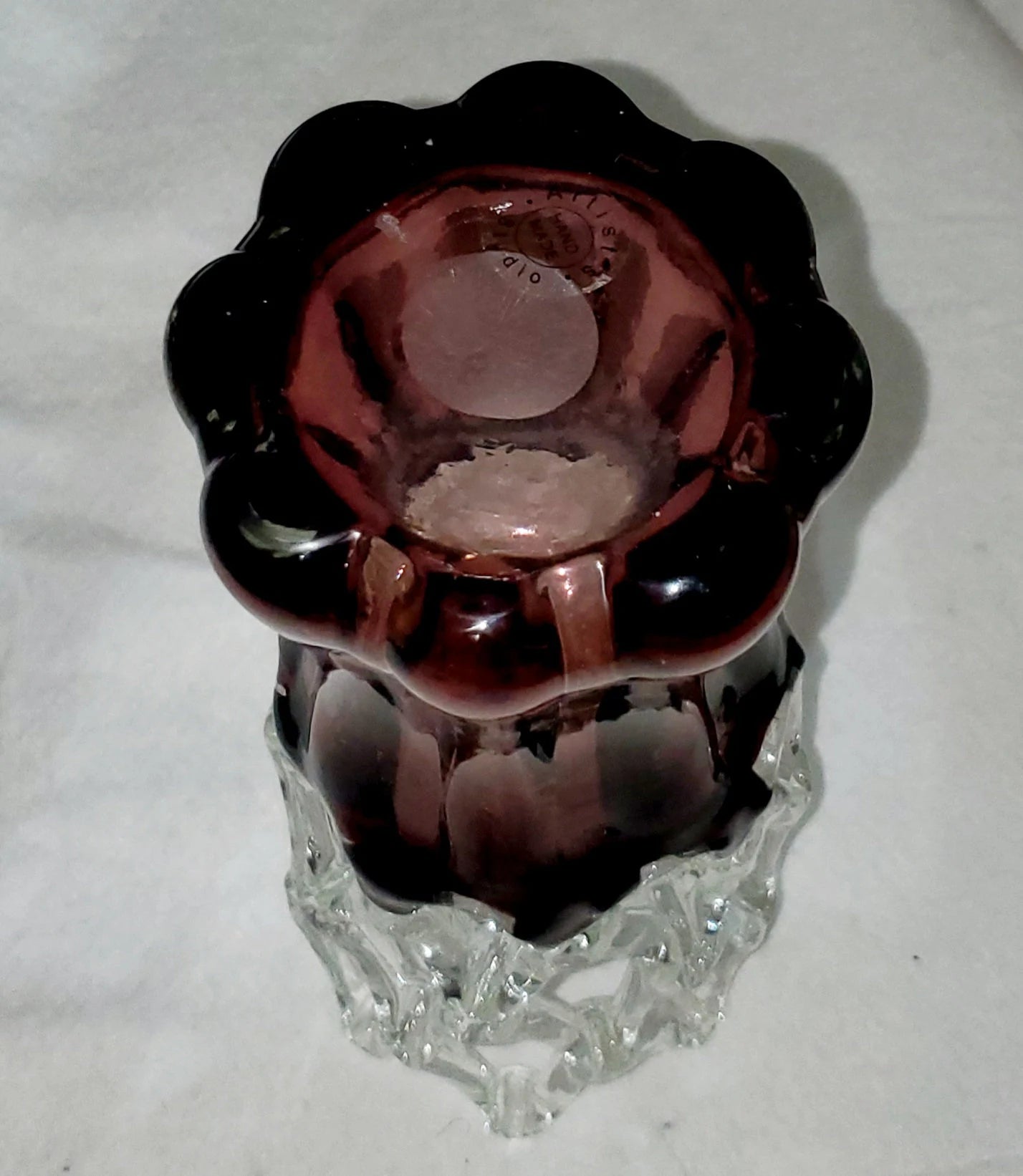 Unique Handmade Braided Amethyst/Purple Glass Vase, 12.75"