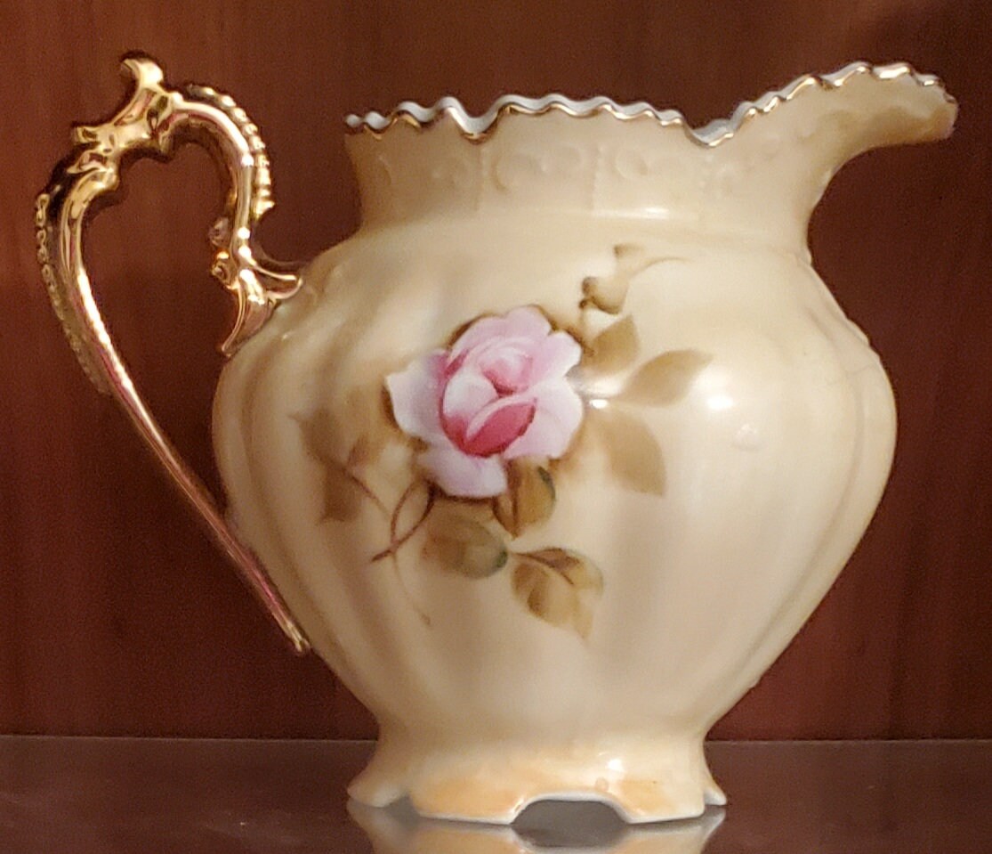 Rare 1950's Lefton China Hand Painted 48oz Heritage Brown Pitcher, #3114