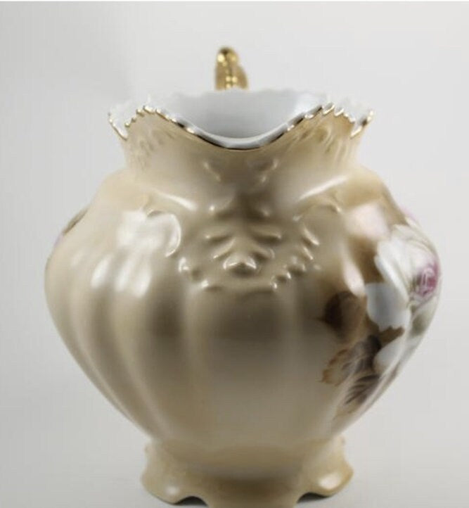 Rare 1950's Lefton China Hand Painted 48oz Heritage Brown Pitcher, #3114