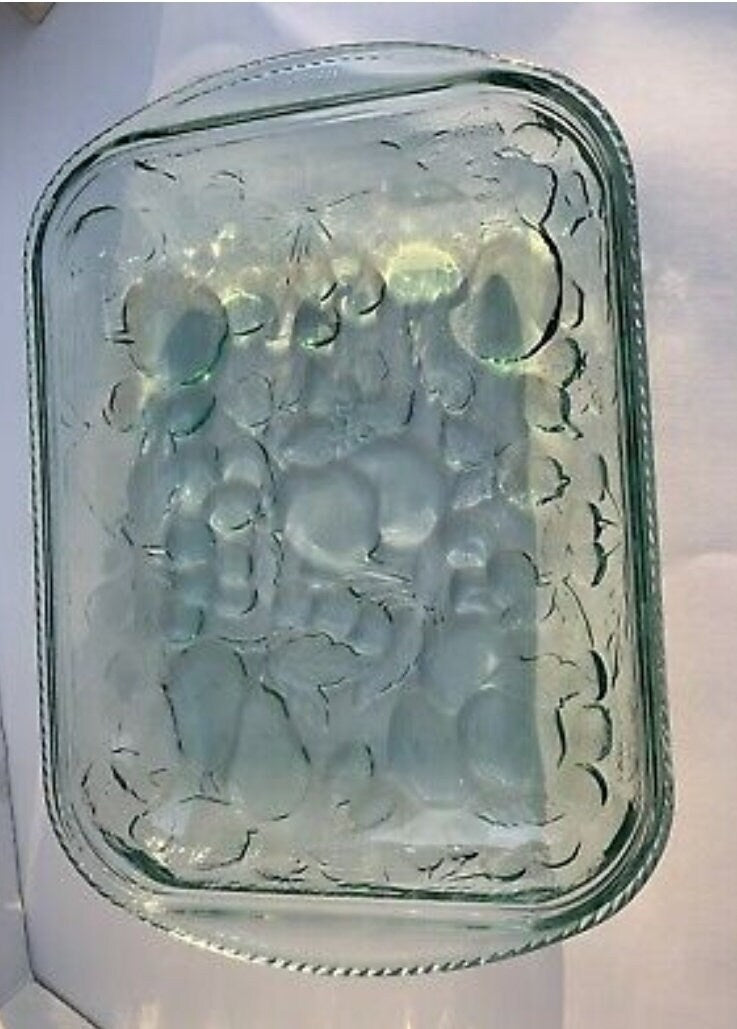 Vintage Green Libbey Glass Orchard Fruit Casserole Baking Dish 12" X 9" - Oven-Proof - Timeless Treasures Emporium1