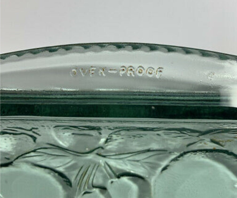 Vintage Green Libbey Glass Orchard Fruit Casserole Baking Dish 12" X 9" - Oven-Proof - Timeless Treasures Emporium1