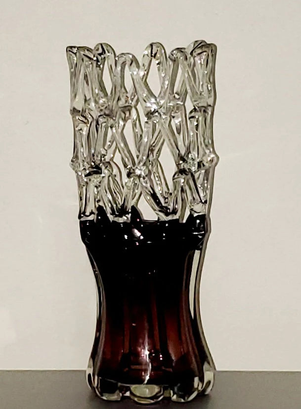 Unique Handmade Braided Amethyst/Purple Glass Vase, 12.75"