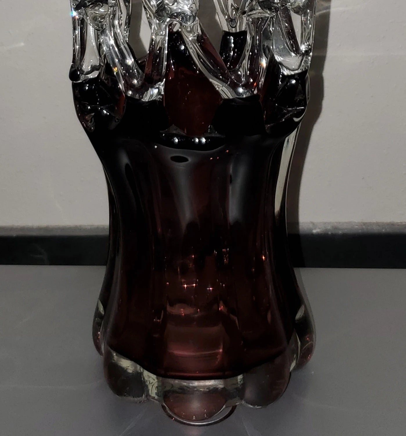 Unique Handmade Braided Amethyst/Purple Glass Vase, 12.75"