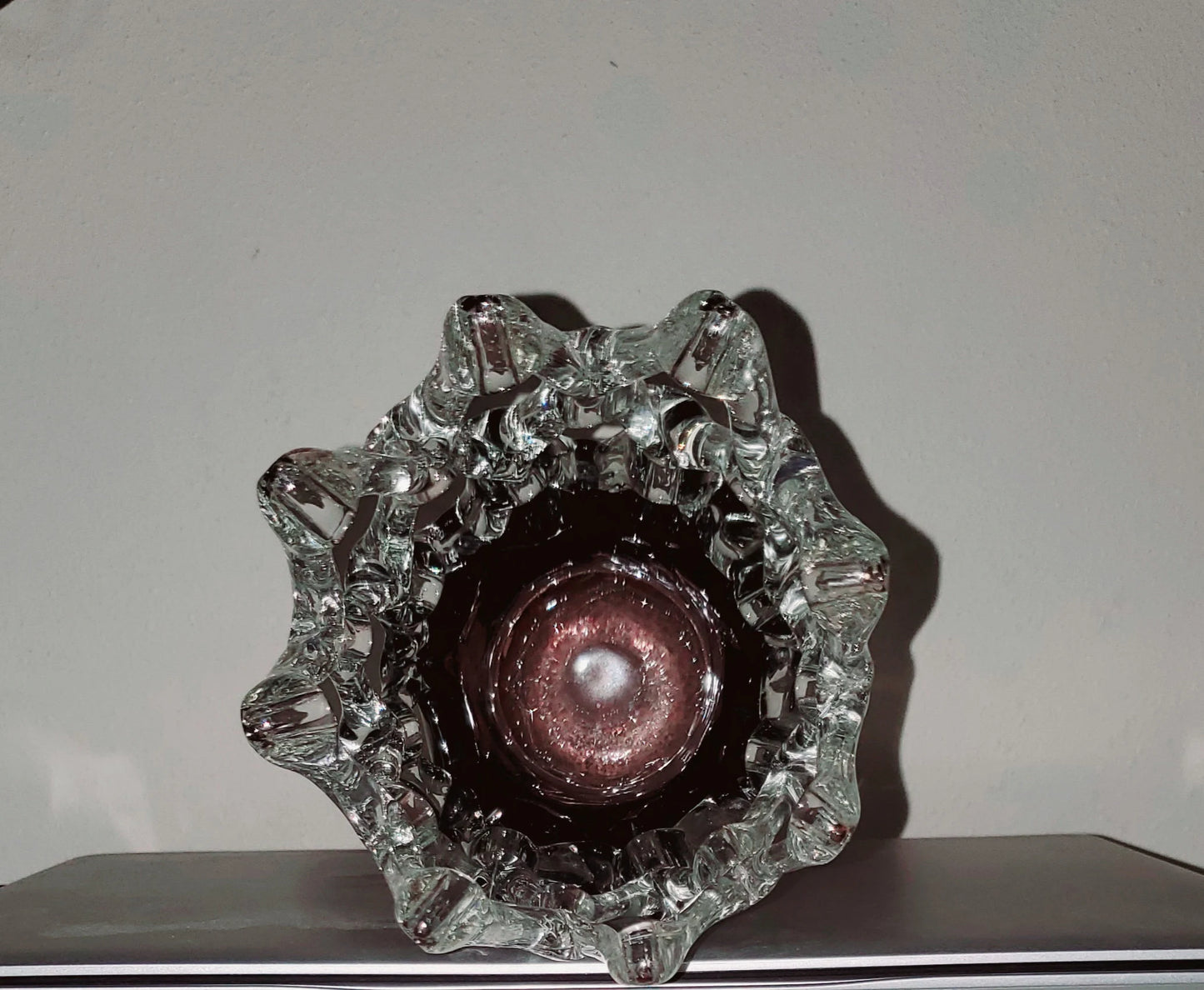 Unique Handmade Braided Amethyst/Purple Glass Vase, 12.75"