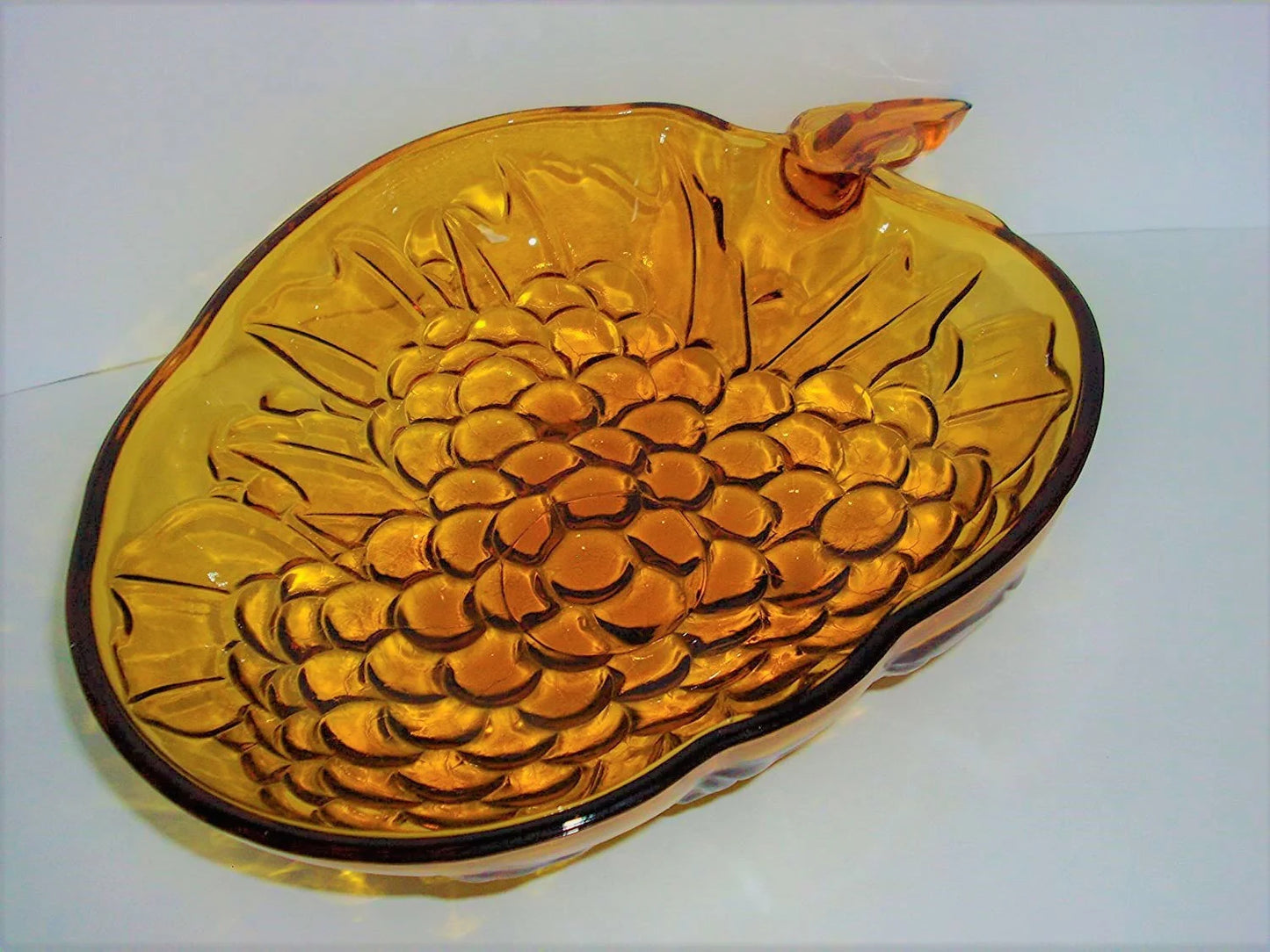 Vintage Large Indiana Glass Amber Grape Shaped Bowl - Fruit Bowl