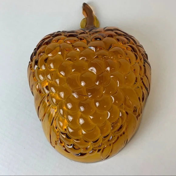 Vintage Large Indiana Glass Amber Grape Shaped Bowl - Fruit Bowl