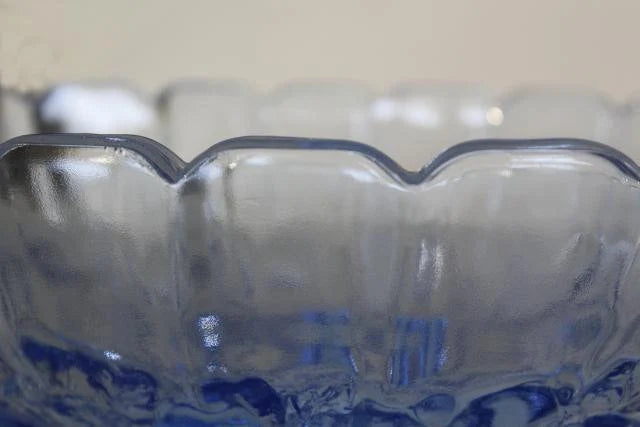 Vintage Indiana Glass Fruit Garland Style Blue Pressed Glass Footed Oval Dish Bowl - Timeless Treasures Emporium1