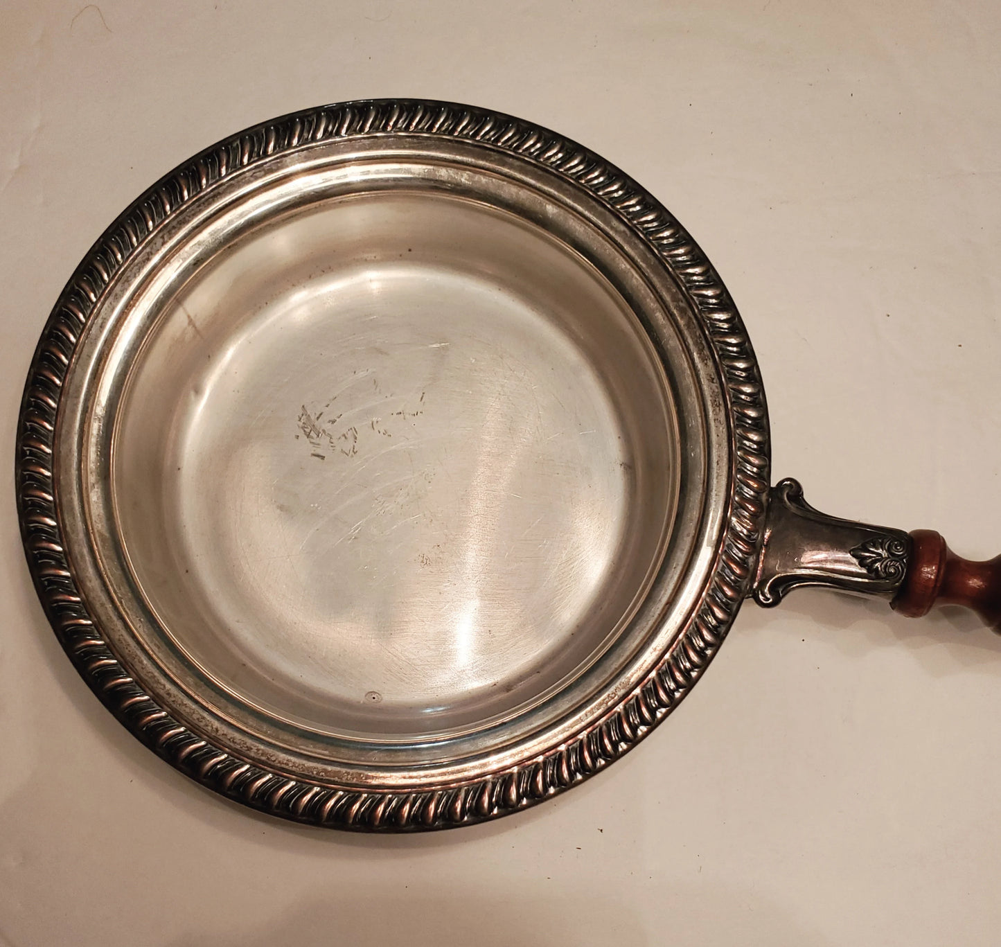 Vintage Silver Plated Chafing Pan With Wooden Handle - Timeless Treasures Emporium1