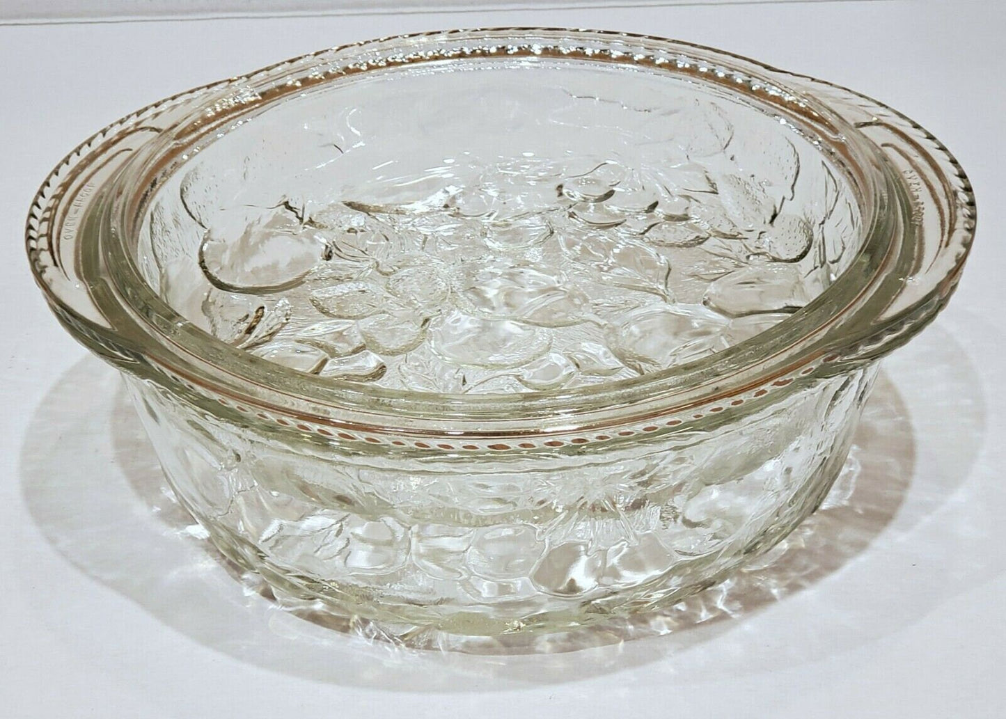 Libbey 3-Qt Orchard Fruit Clear Casserole with Pie Plate with Lid - Timeless Treasures Emporium1