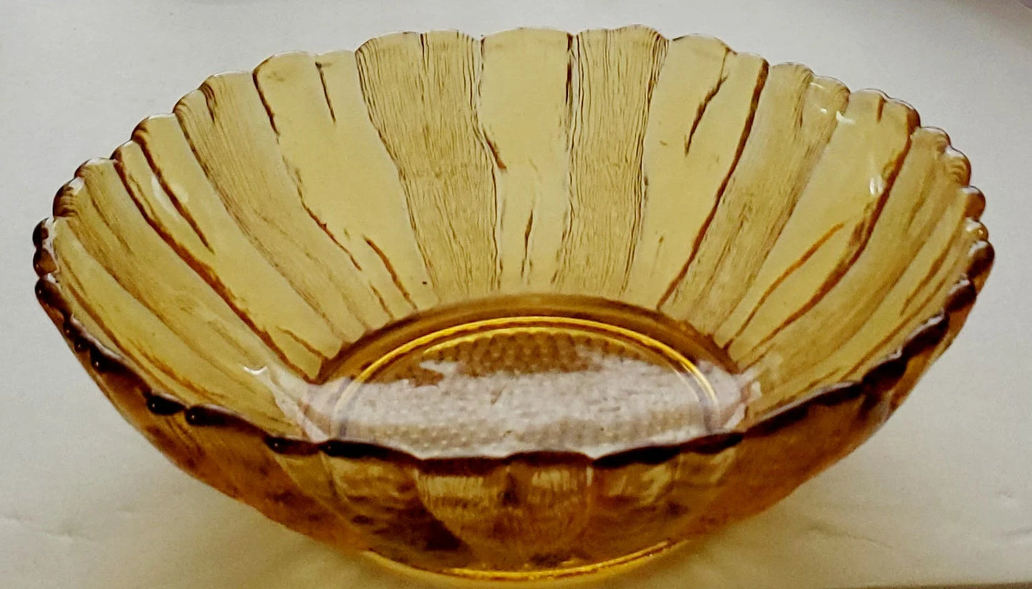 Vintage Anchor Hocking Serving SUNFLOWER Design Serving BOWL 10"