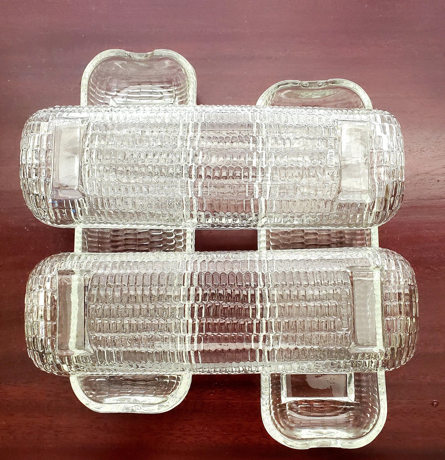 Vintage Pressed Clear Glass Corn on the Cob Plates/Dishes/Holders, Set of 4 - Timeless Treasures Emporium1