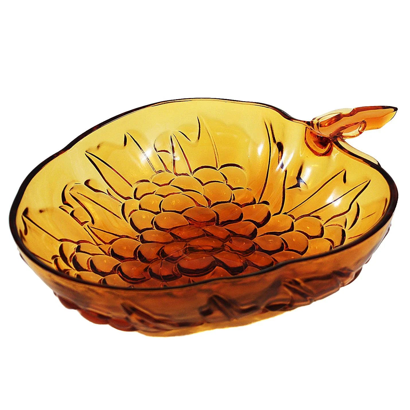 Vintage Large Indiana Glass Amber Grape Shaped Bowl - Fruit Bowl