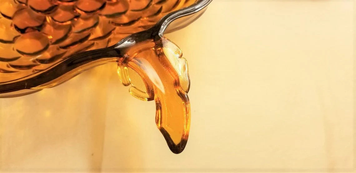 Vintage Large Indiana Glass Amber Grape Shaped Bowl - Fruit Bowl